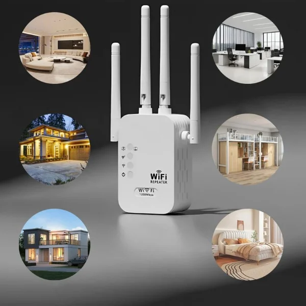 Amplificator de semnal WiFi profesional Bibica Edition cu 4 antene externe reglabile, montat direct în priza de perete [5]