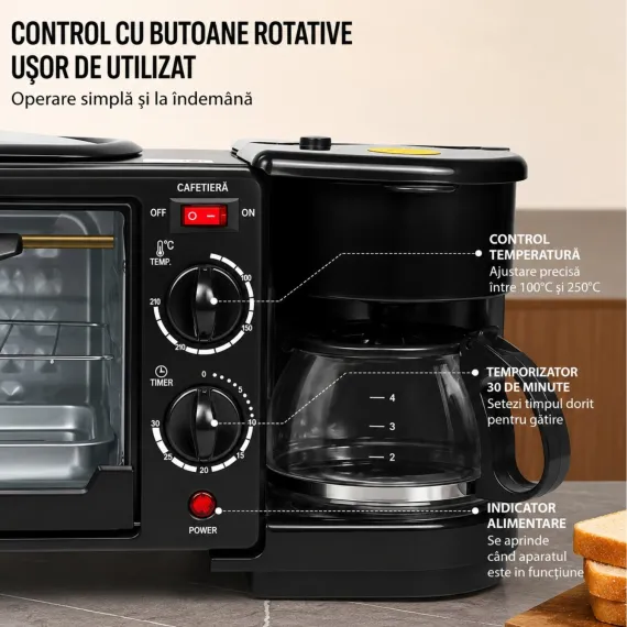 Aparat multifuncțional 3 în 1 pentru mic dejun Bibica Edition cu stație de gătit compactă [6]
