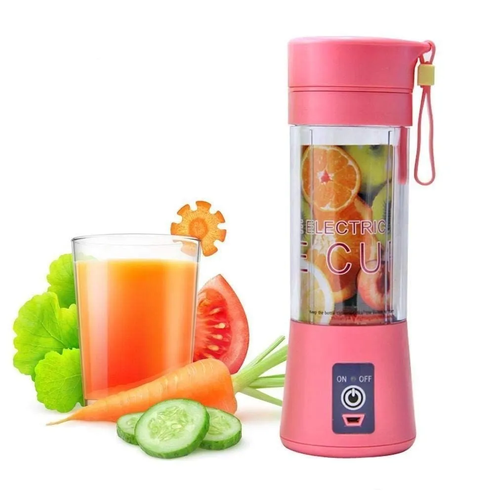 Blender portabil electric roz din seria Bibica Edition cu acumulator de 2000 mAh reîncărcabil prin USB și pornire prin dublu-click [3]