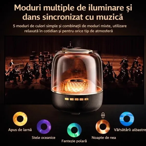 Boxă Portabilă Bluetooth Cristal Acustic Mini cu Iluminare LED și Carcasă Transparentă, Bibica Edition [2]