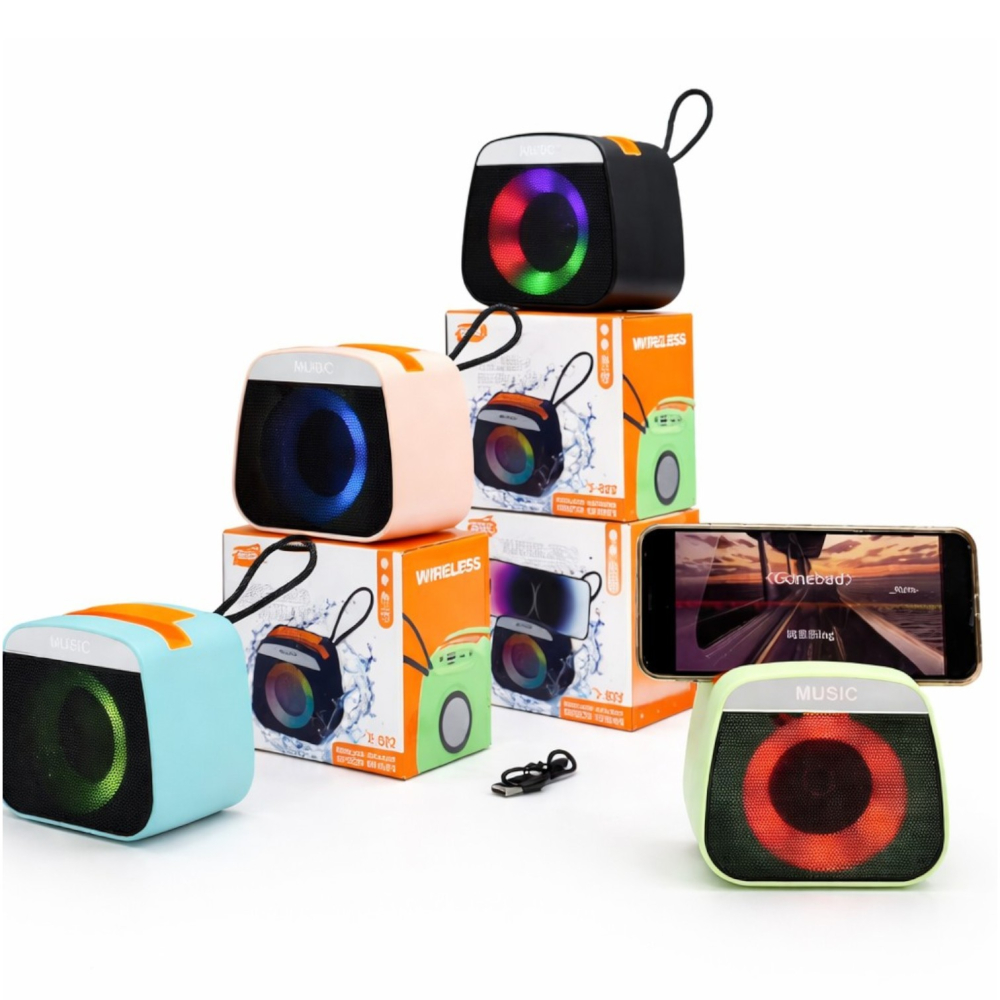Boxă portabilă Bluetooth Bibica Edition de 10.5x11 cm cu suport pentru telefon integrat și lumini LED RGB [2]