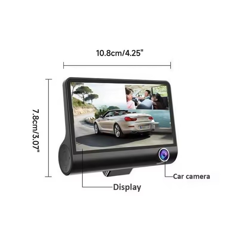 Cameră auto triplă Bibica Edition cu ecran de 4 inch și trei camere de înregistrare simultană față interior și spate [5]