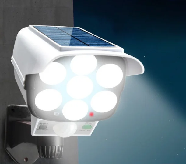 Lampă solară LED de perete cu senzor de mișcare și design cameră de supraveghere falsă Bibica Edition, 77 LED SMD, culoare albă [3]