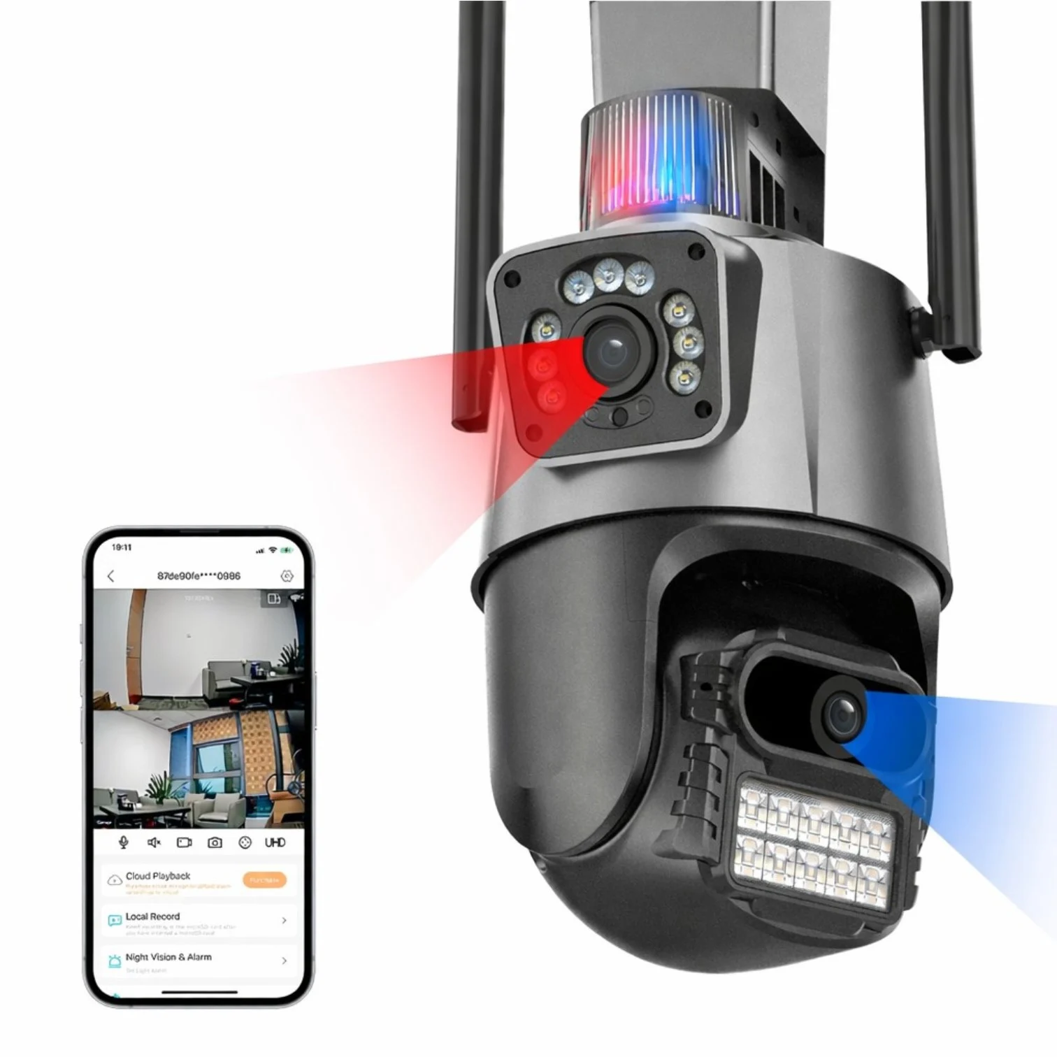 Cameră de supraveghere inteligentă Wi-Fi Dual Lens cu două lentile reale integrate și rotire panoramică 360 de grade din gama Bibica Edition [6]