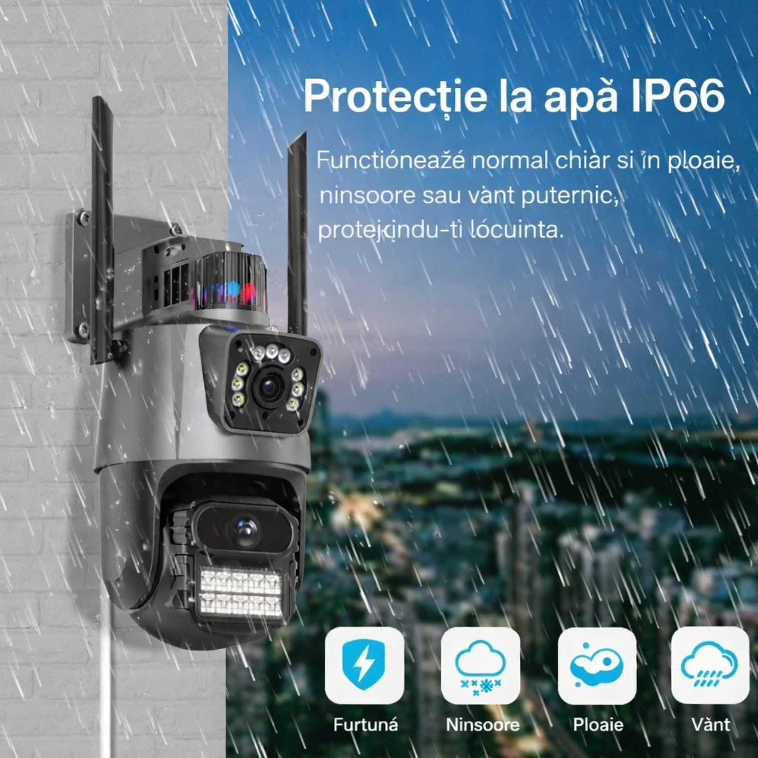 Cameră de supraveghere inteligentă Wi-Fi Dual Lens cu două lentile reale integrate și rotire panoramică 360 de grade din gama Bibica Edition [7]