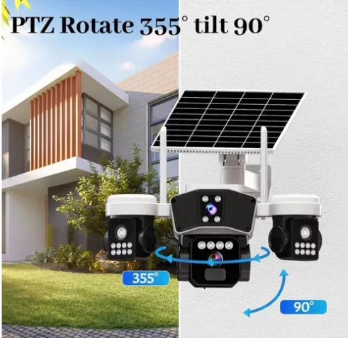 Cameră de supraveghere Wi-Fi solară Bibica Edition cu trei lentile independente și panou solar [3]