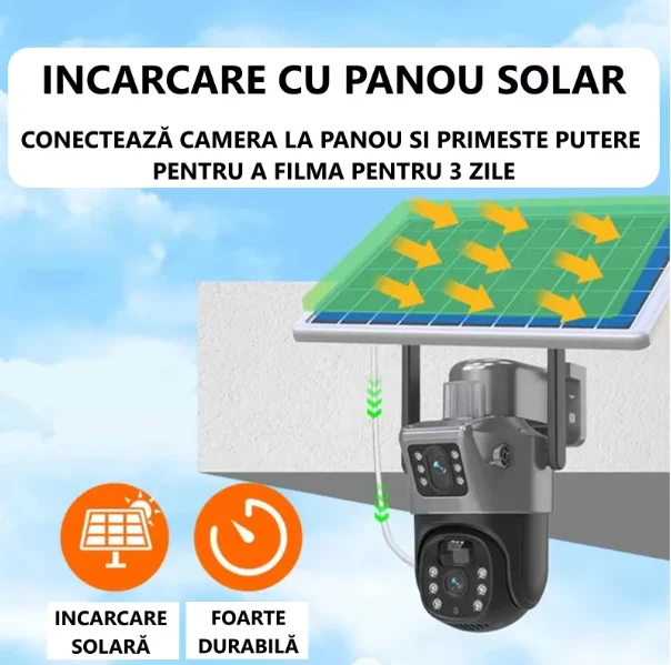 Cameră supraveghere 4G cu panou solar 4K și două lentile [3]