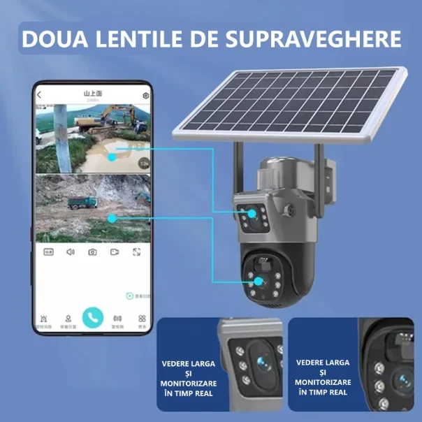 Cameră supraveghere 4G cu panou solar 4K și două lentile [4]