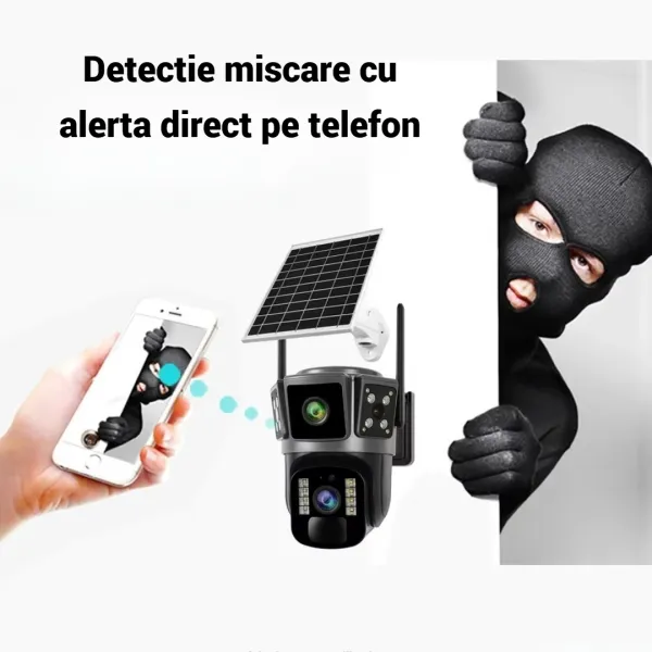 Cameră de supraveghere 4G cu panou solar Bibica Edition dublă lentilă 360 de grade și viziune nocturnă color [3]
