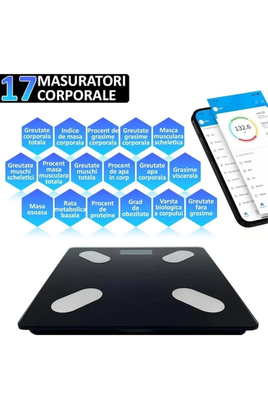 Cântar electronic inteligent de baie, culoare negru mat, gama Bibica Edition [3]