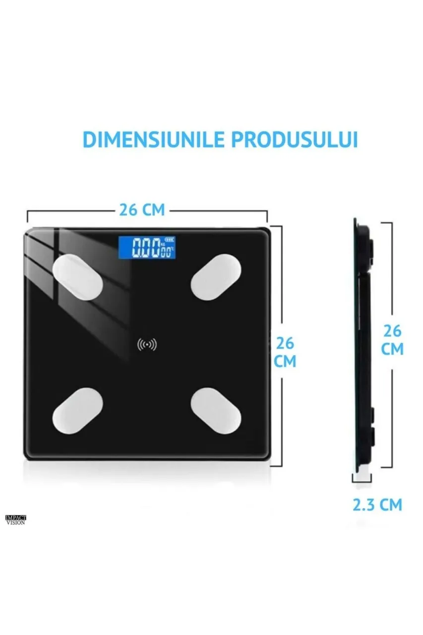 Cântar electronic inteligent de baie, culoare negru mat, gama Bibica Edition [4]