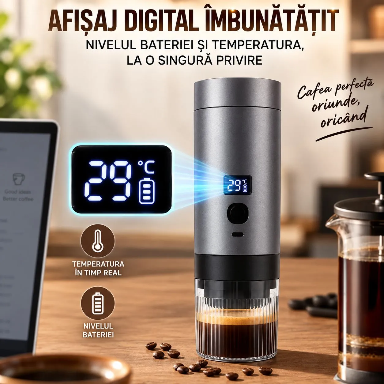 Espressor Portabil Tobi 3 în 1, 72W, Încălzire la 90°C, pentru Capsule și Cafea Măcinată [2]