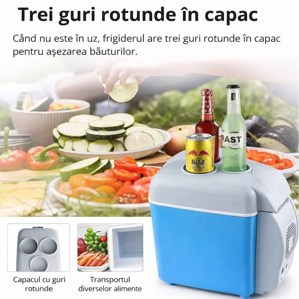 Mini frigider si ladă frigorifică auto portabilă 7.5L cu alimentare 12V la bricheta mașinii Bibica Edition [4]