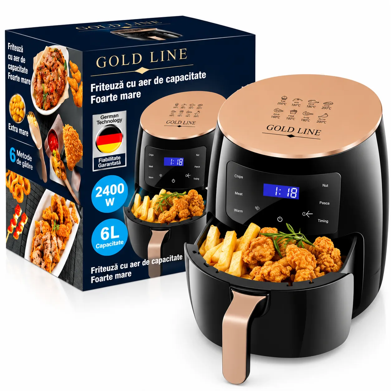 Friteuză cu aer cald Air Fryer Bibica Edition cu ecran digital touchscreen și panou LED [3]