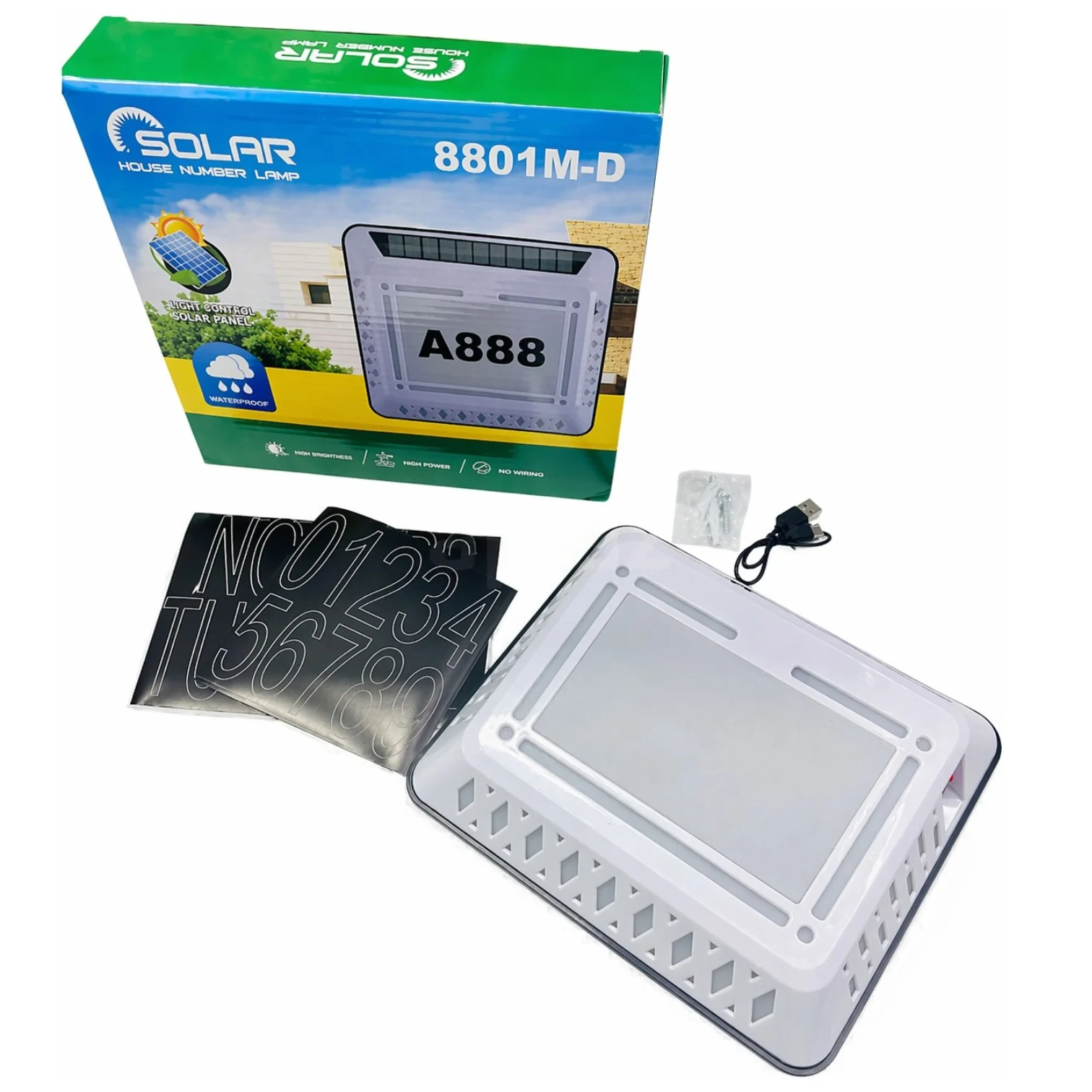 Lampă solară pentru număr casă LED Bibica Edition model 8801M-D cu lumină alb rece și panou solar integrat [5]