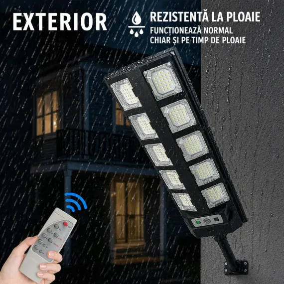 Lampă solară stradală 60 cm cu 10 module LED si telecomandă [4]