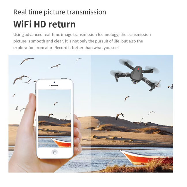 Mini Drona Quadcopter AKU cu 2 Camere Video, Conectare WiFi Aplicatie telefon mobil, Pliabila, Incarcare USB, Rotire 360 grade, Negru AK6001 [3]