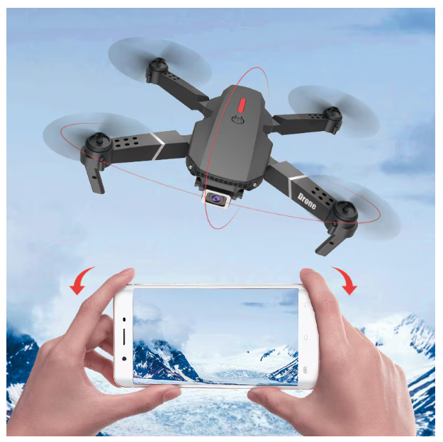 Mini Drona Quadcopter AKU cu 2 Camere Video, Conectare WiFi Aplicatie telefon mobil, Pliabila, Incarcare USB, Rotire 360 grade, Negru AK6001 [4]