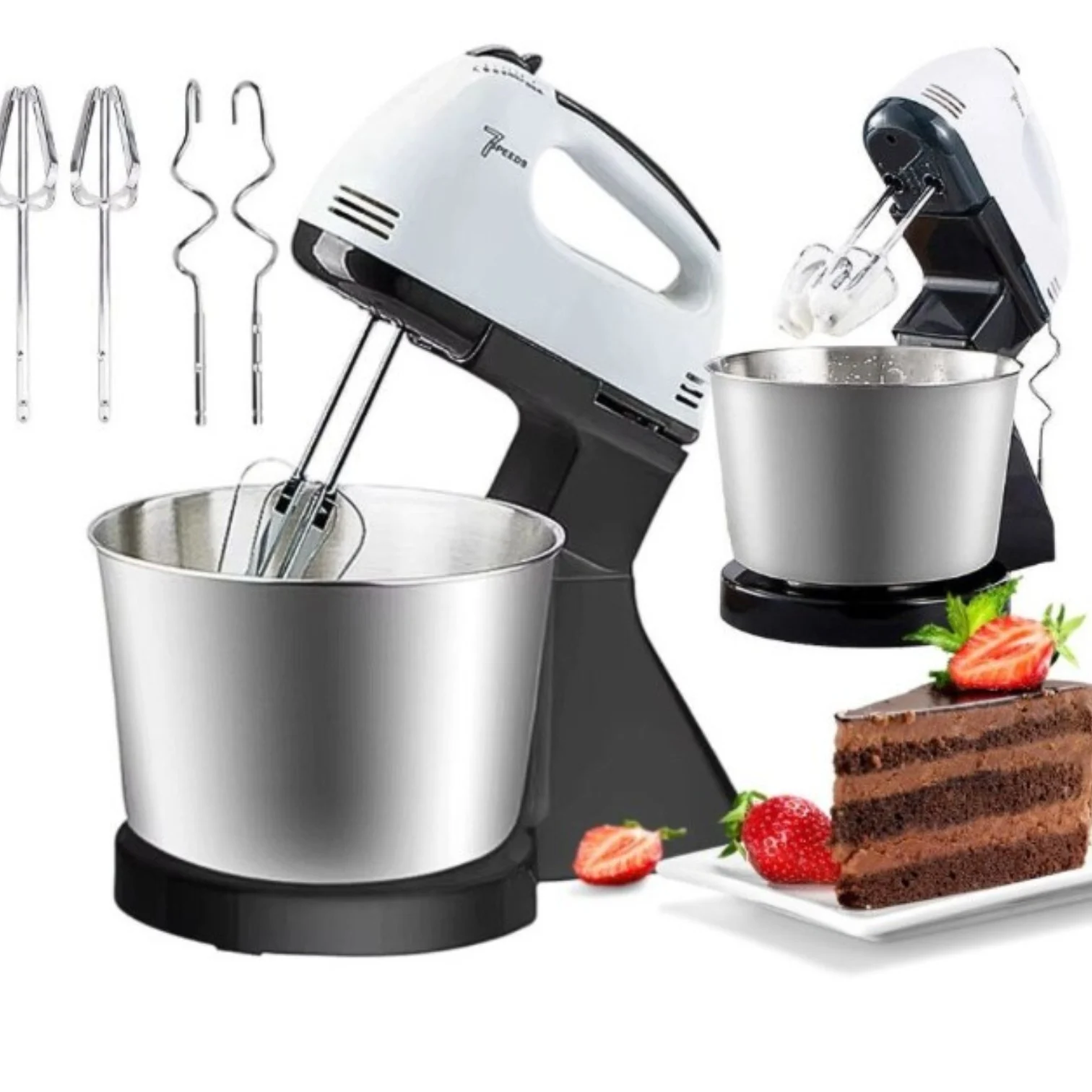 Mixer de Bucătărie pentru Frământat Aluat și Creme, cu Bol Inox 4L și Suport Stabil, 380W, 7 Viteze [4]