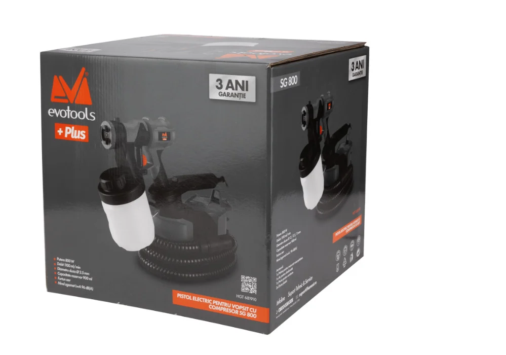 Pistol electric pentru vopsit și zugrăvit cu compresor Evotools Plus SG 800 de 800W [2]