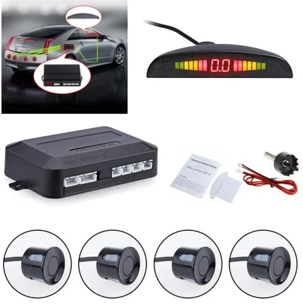 Sistem senzori de parcare auto cu ecran LCD color și 4 senzori ultrasonici negri [3]