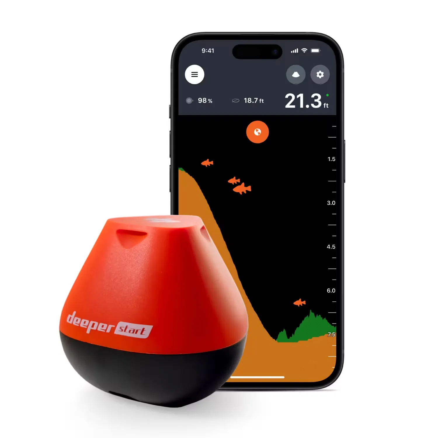 Sonar wireless lansabil Deeper Start Fishfinder GLB pentru smartphone, cu conexiune Wi-Fi, rază de 50 de metri și lanternă LED [5]