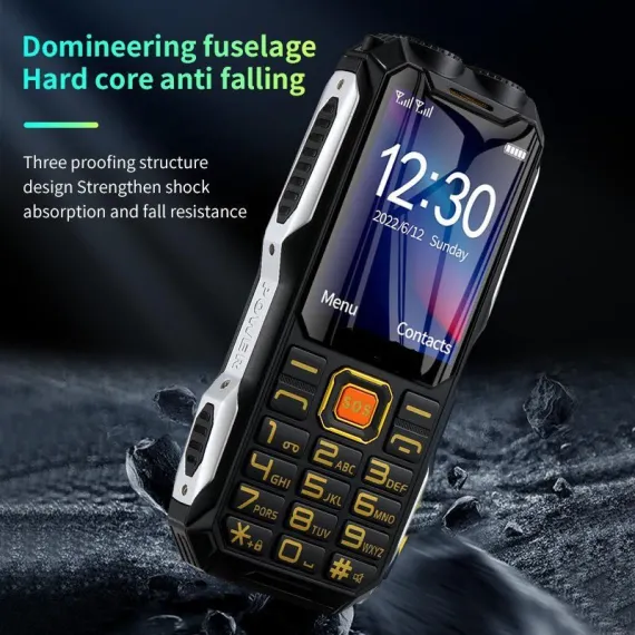 Telefon militar rezistent la șocuri Bibica Edition de culoare verde army, model dual SIM cu baterie mare și lanternă [4]
