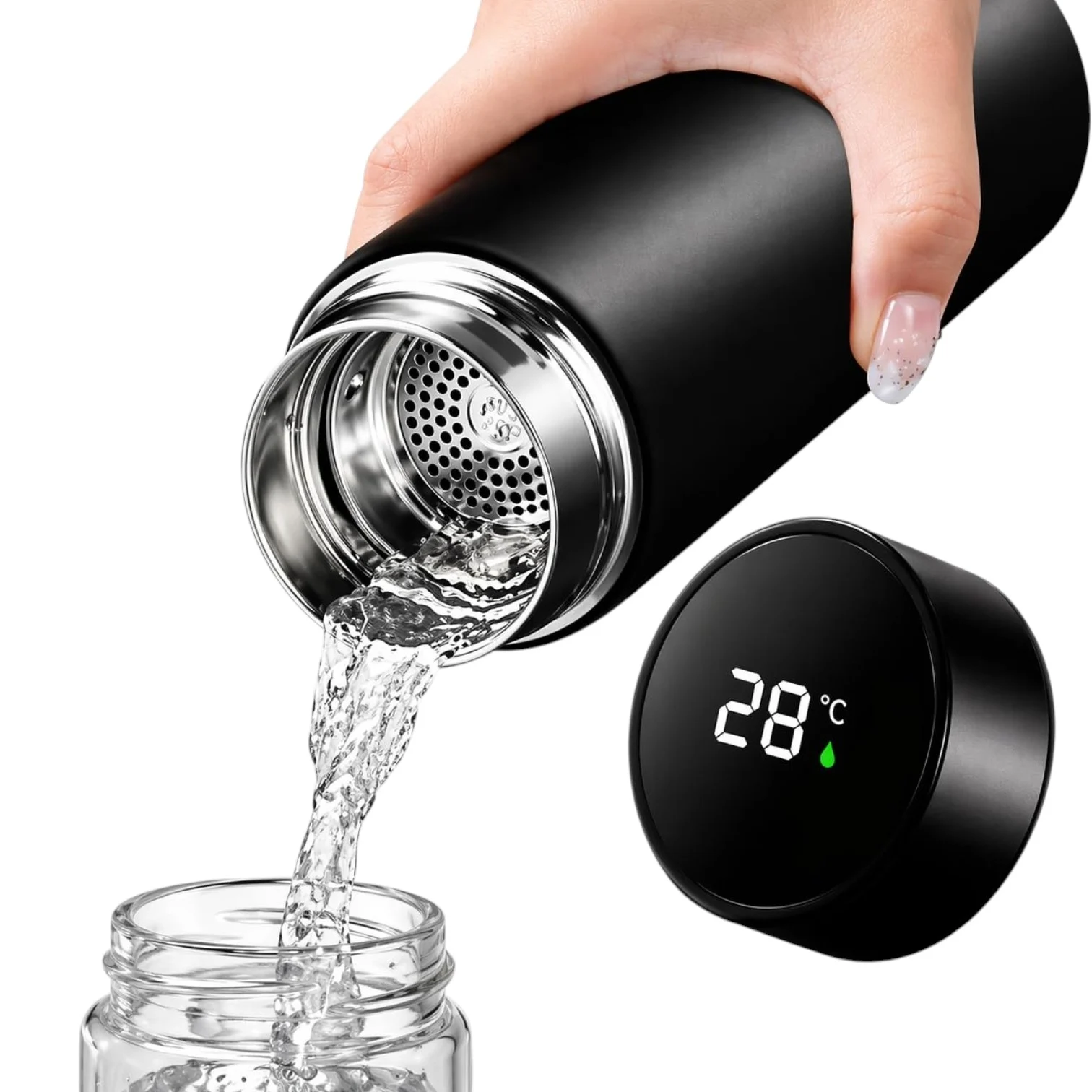 Termos inteligent din oțel inoxidabil de 500ml cu afișaj LED activ al temperaturii pe capac [3]