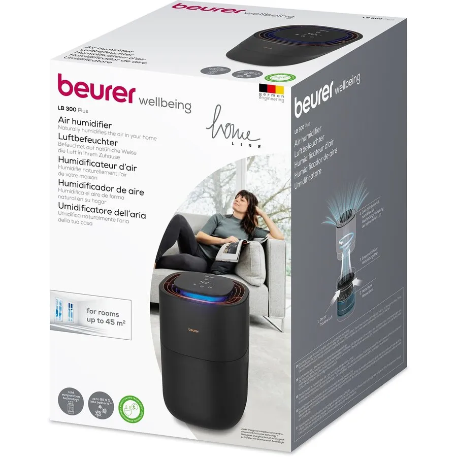 Umidificator de aer igienic Beurer LB 300 Plus Premium de culoare albă cu design cilindric dispersie 360 de grade [5]