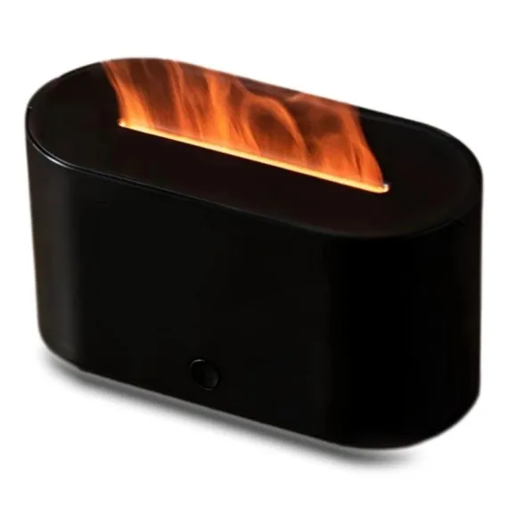 Umidificator de aer ultrasonic de culoare neagră cu efect vizual de flacără LED caldă [4]