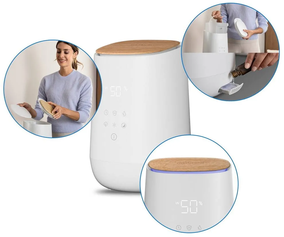Umidificator de aer ultrasonic premium 3în1 Medisana AH 680 de culoare albă cu afișaj digital LED tactil [2]