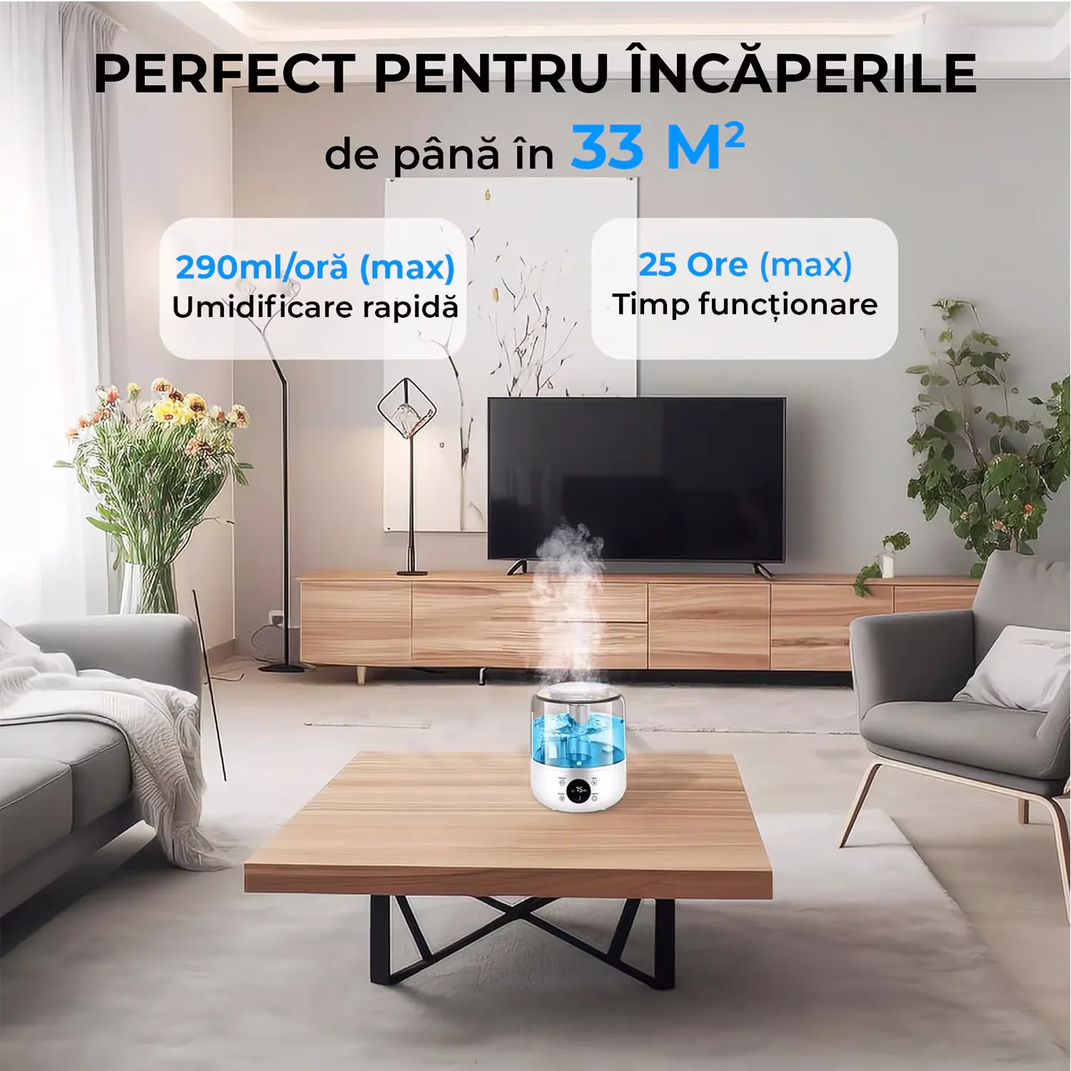 Umidificator de aer ultrasonic și difuzor aromaterapie Elindor culoare albă [4]