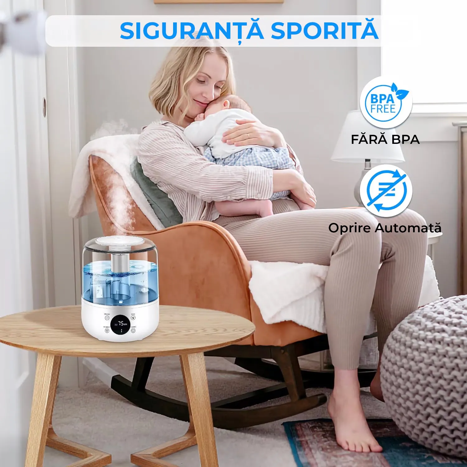 Umidificator de aer ultrasonic și difuzor aromaterapie Elindor culoare albă [3]