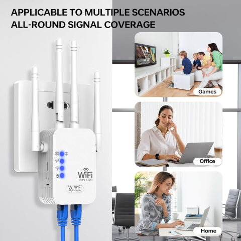 Amplificator de semnal WiFi profesional Bibica Edition cu 4 antene externe reglabile, montat direct în priza de perete [2]