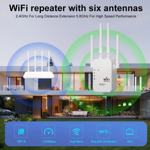 Amplificator de semnal WiFi profesional Bibica Edition cu 4 antene externe reglabile, montat direct în priza de perete [3]
