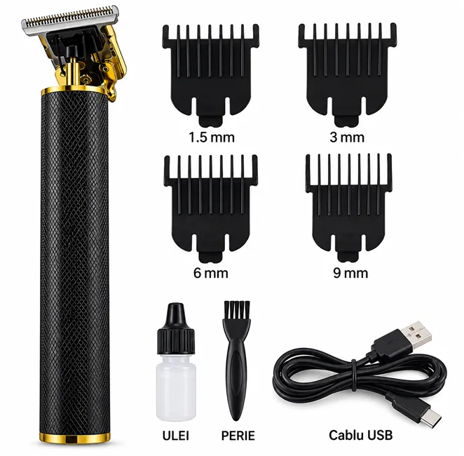 Mașini de tuns - Trimmer Profesional Barbă și Contur Bibica Edition, cu 4 Capete și USB
