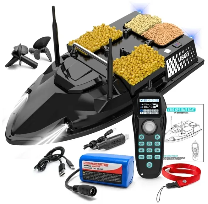 Bărci de plantat - Barcă de Plantat V803 Smart GPS Bibica Edition – Model Negru cu Autopilot