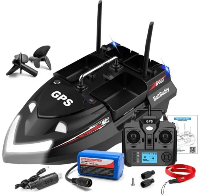 Bărci de plantat - Barcă de plantat si nădit cu GPS Bibica Edition V802 PRO cu 4 cuve și acumulator 12000mAh