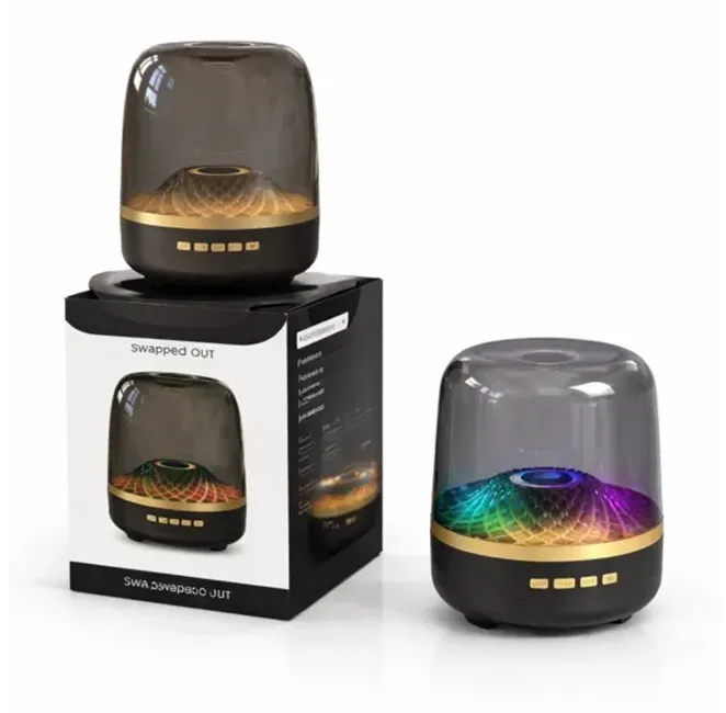 Boxe portabile - Boxă Portabilă Bluetooth Cristal Acustic Mini cu Iluminare LED și Carcasă Transparentă, Bibica Edition
