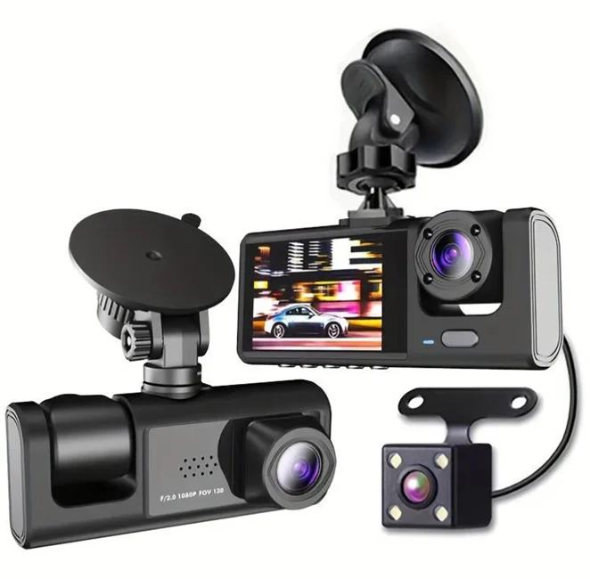 Camere auto - Cameră auto triplă cu înregistrare simultană față spate interior și monitorizare parcare