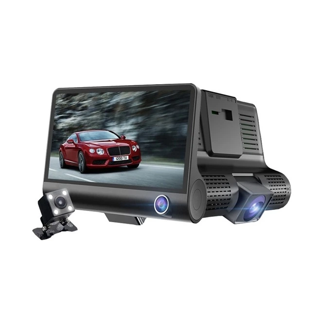 Cameră auto triplă Bibica Edition cu ecran de 4 inch și trei camere de înregistrare simultană față interior și spate [1]