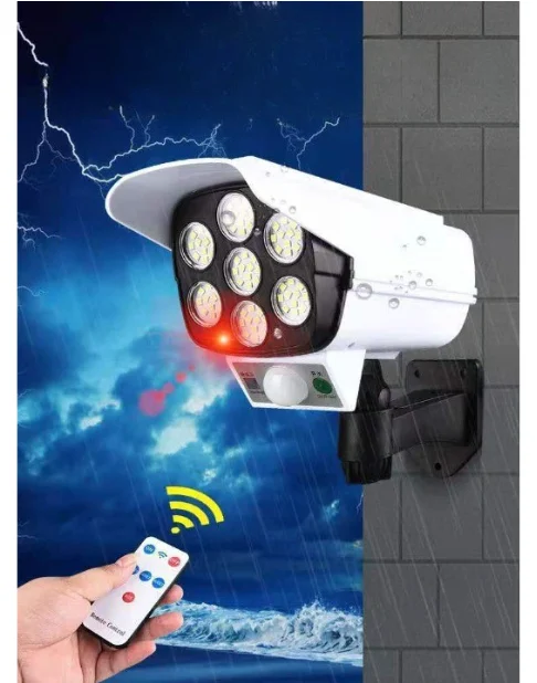 Lampă solară LED de perete cu senzor de mișcare și design cameră de supraveghere falsă Bibica Edition, 77 LED SMD, culoare albă [1]