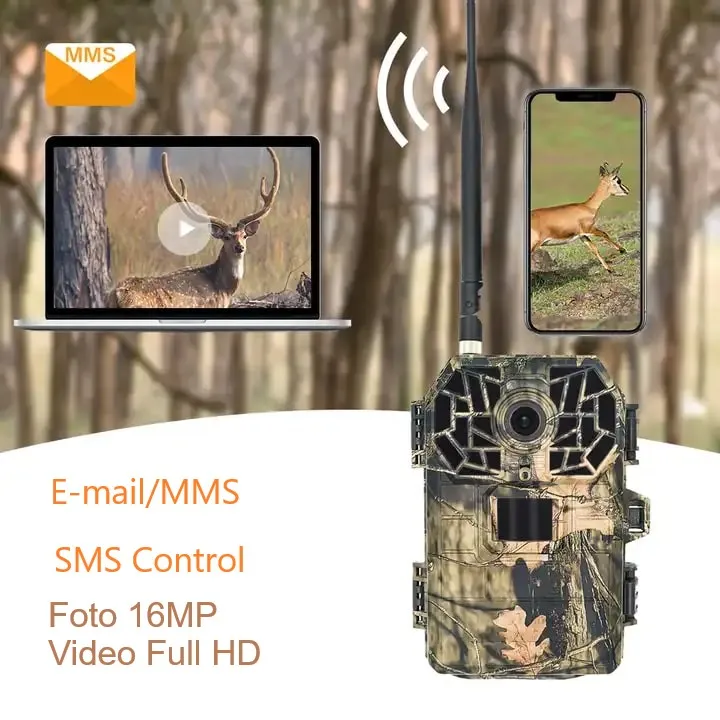 Cameră de vânătoare profesională 4G LTE TSS-4G în carcasă de camuflaj, cu antenă GSM [3]