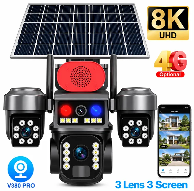Camere video - Cameră Supraveghere 4G cu Panou Solar Bibica Edition – Sistem Autonom tip Crocodil cu 3 Camere, Rezoluție 8K UHD și Alertă AI