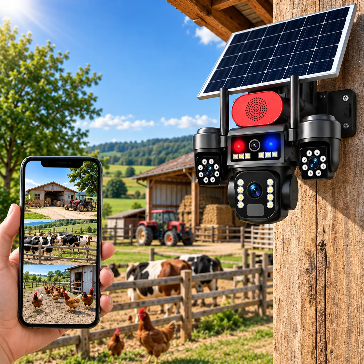 Cameră Supraveghere 4G cu Panou Solar Bibica Edition – Sistem Autonom tip Crocodil cu 3 Camere, Rezoluție 8K UHD și Alertă AI [4]