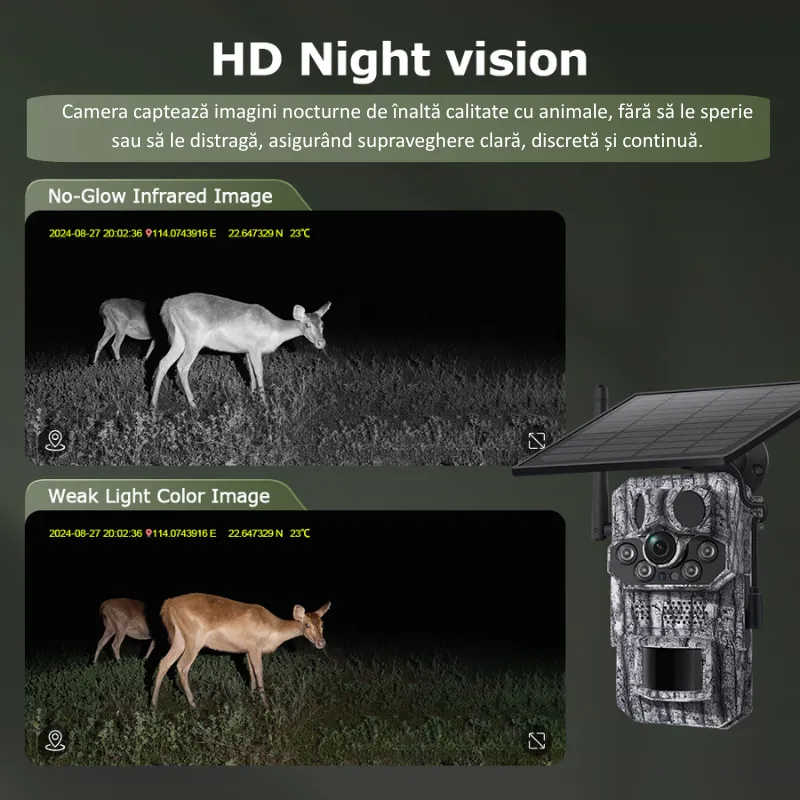 Cameră de supraveghere vânătoare 4G Hunting Pro Tri-Sensor cu panou solar de 5W inclus, din gama Bibica [3]