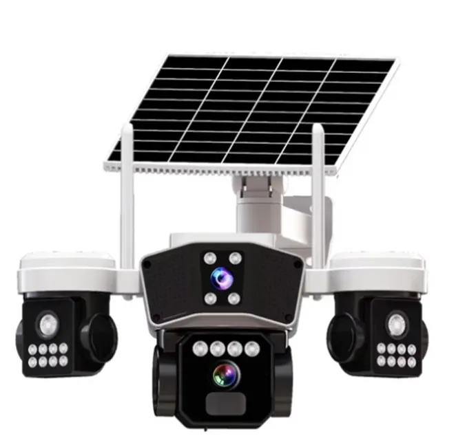 Camere video - Cameră de supraveghere Wi-Fi solară Bibica Edition cu trei lentile independente și panou solar