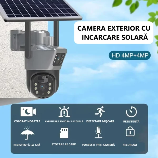 Cameră supraveghere 4G cu panou solar 4K și două lentile [5]