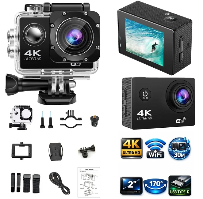 Camere video sport - Cameră video sport și acțiune 4K Ultra HD cu Wi-Fi