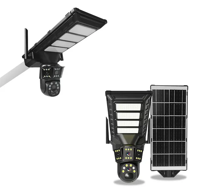 Camere Video 4G - Cameră de supraveghere 4g cu cartelă SIM panou solar și lampă 77 LED încorporată Bibica Edition